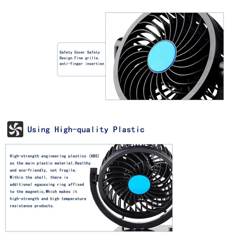 12V 5W Portable Air Conditioner For Car Dual Head Plug In Vehicle Fan Dash Mount