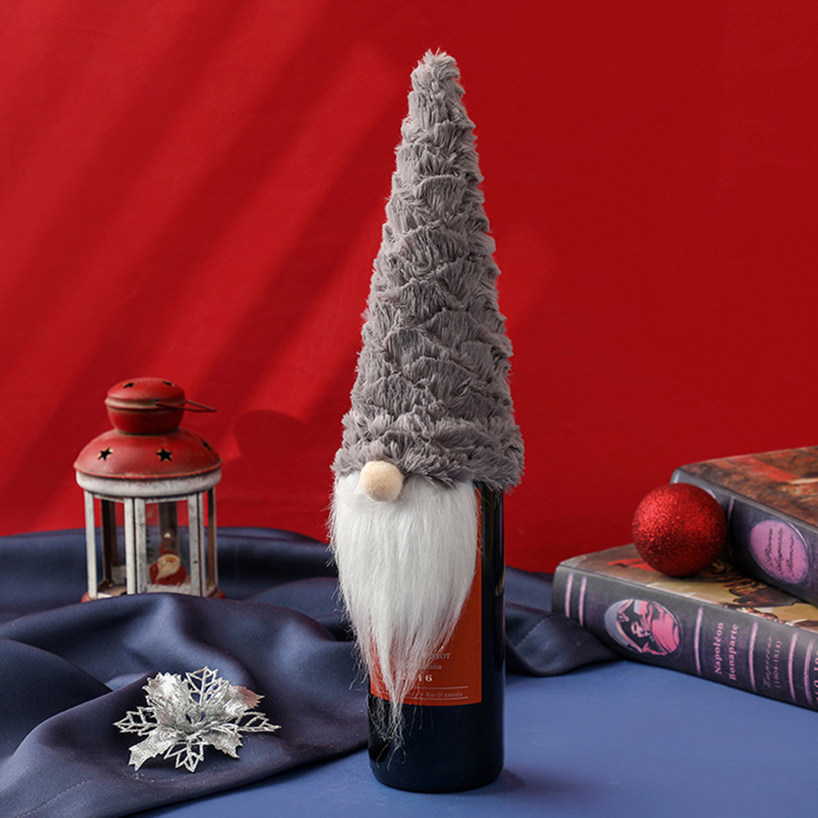 Kerstmis Champagne Fles Cover Wijnfles Cover Fleece Stofdicht Gnomes Tafeldecoraties Fles Topper Voor Thuis Party Bar