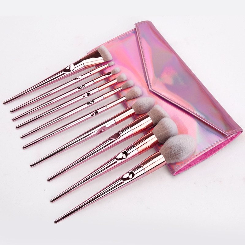 Kwasten 10 stuks Roze Make-Up Kwasten Sets Make Up Kwast Cosmetische Beauty Blush Powder Foundation Concealer Borstels set