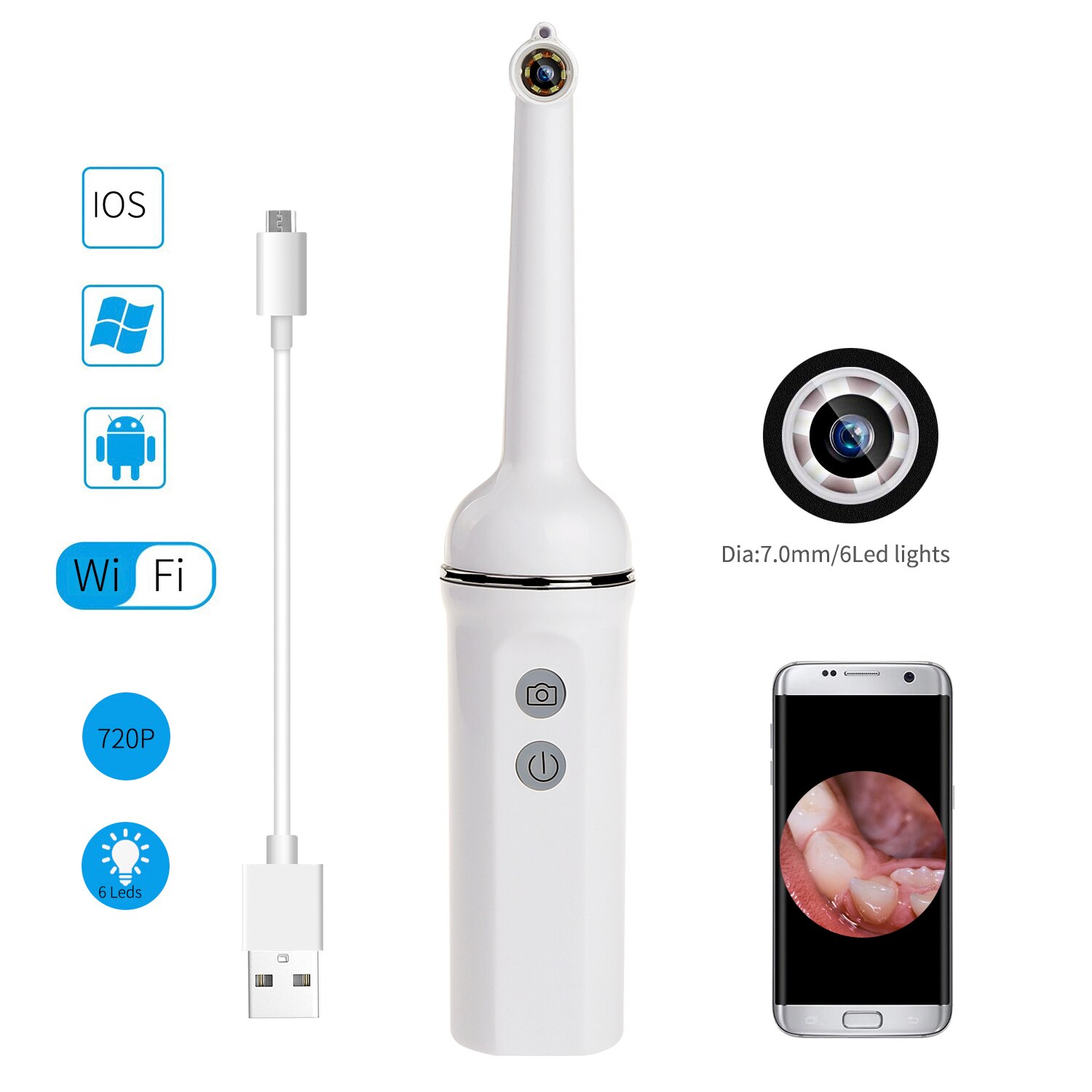 Draadloze Wifi Usb Intra Orale Tandheelkundige Camera Intraoral 1080P Industriële Endoscoop Inspectie Voor Tandarts Fotografica Odontologia