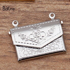 BoYuTe (10 Pieces/Lot) 15*20MM Metal Brass Envelope Photo Locket Diy Floating Locket Charms for Jewelry Making: 1-White K Plated