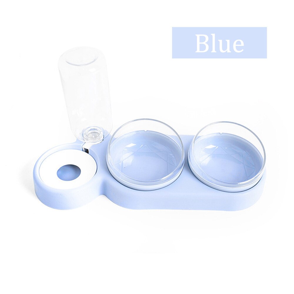 Double Pet Bowls Dog Food Water Feeder Stainless Steel Pet Drinking Bottle Feeder Cat Puppy Feeding Bowl Small Pet Supplies: Blue
