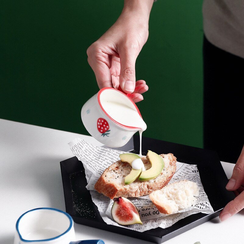 Poignée courte en céramique petit pot à lait plat de sauce salade de style européen plat de sauce tomate vaisselle de cuisine