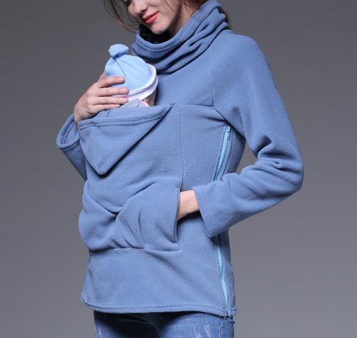 Sunbaby Multifunktionale Polar fleece Mutterschaft Känguru pullover für frauen Babytrage für schwangere frauen: Himmel Blau / XXL