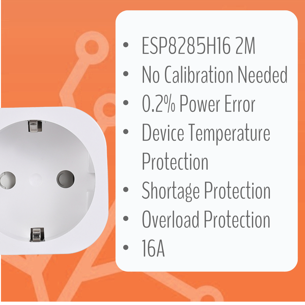 IoTorero Made For ESPHome ESP8285 EU Plug Consumption Monitoring 16A Works With Home Assistant