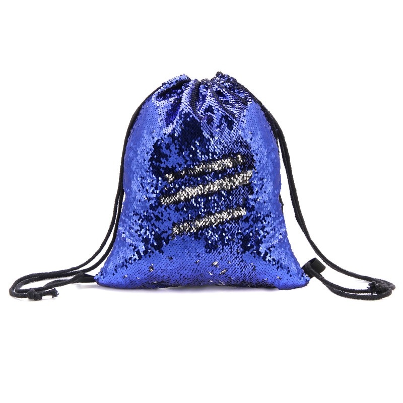 Women Sequins Drawstring Bag Outdoor Student Drawstring Backpack Bag Ladies Shoulders Bag Mochila Feminina: blue