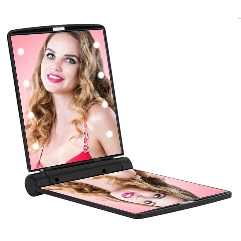 Mini Pocket Spiegel met Licht voor Make-Up Kleine Hand Held Vouw Vrouw Draagbare Reizen Spiegels 8 LED Cosmetische Tool