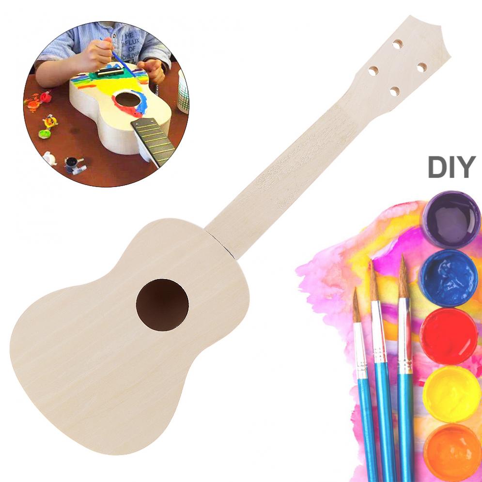 21 Inch Basswood Ukulele DIY Kit Soprano Hawaii Guitar Handwork Painting with Rosewood Fingerboard and All Closed Machine Head