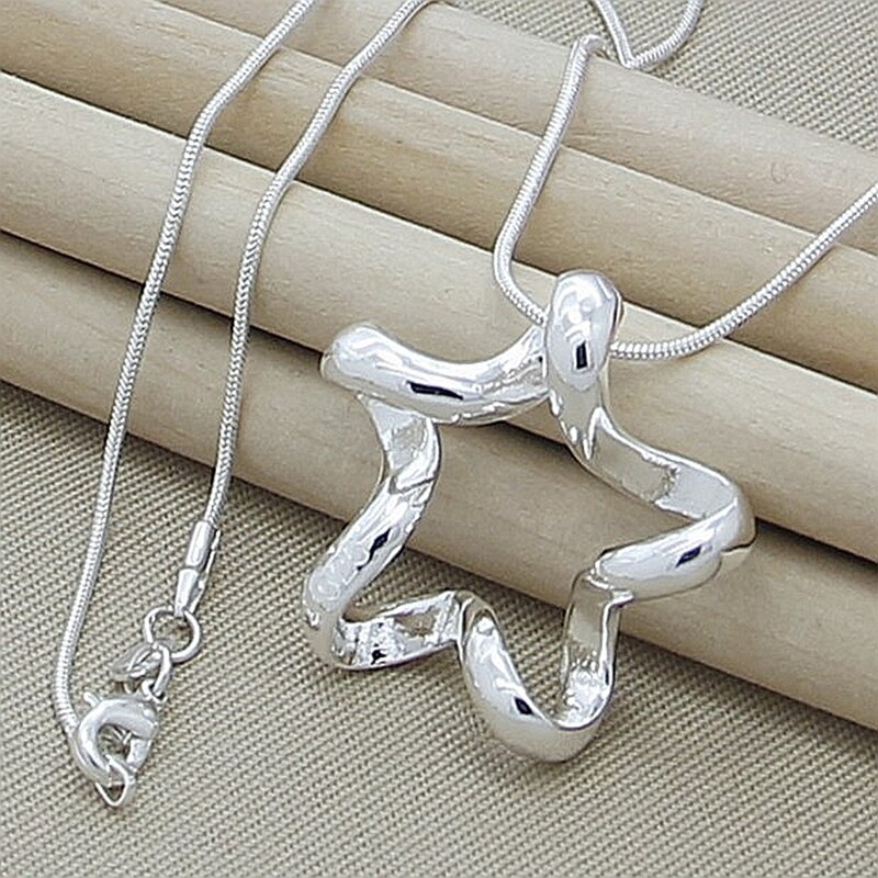 Grand pendentif étoile à cinq branches en argent Sterling 925, colliers pour femmes, bijoux simples à la , chaîne serpent