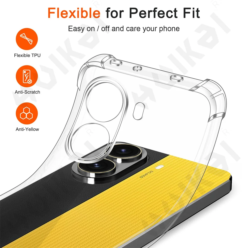 Capa para xiaomi poco x7 pro redmi note 14 pro plus 4g 5g transparente choque com tpu macio silicone fino anti-choque caso