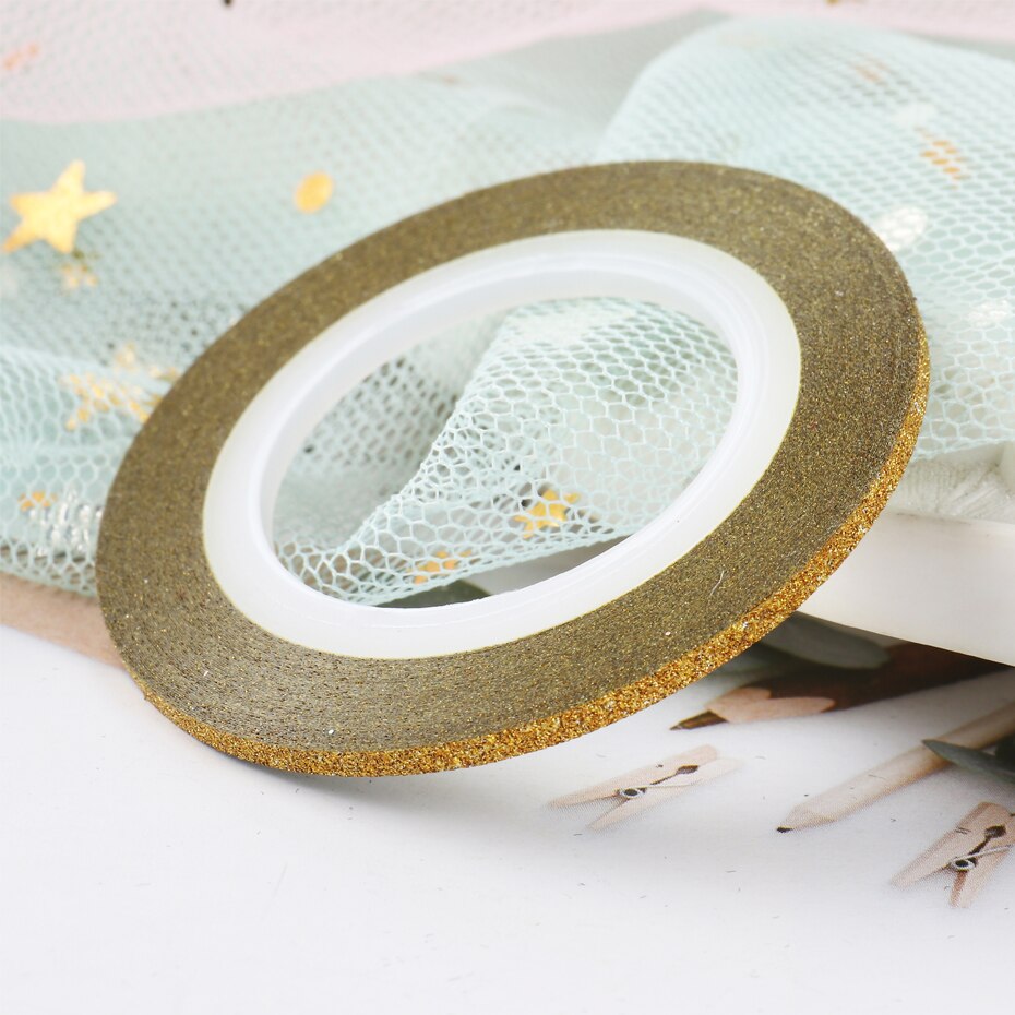 1Roll Gold Silver Nail Art Glitter Stripping Tape Line Strips Slider For Nails 1mm 3mm Sparkly Sticker Charm Decoration BENC275: 2mm Gold