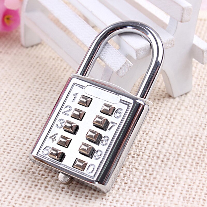 Security Password Padlock 10 Digits Push-Button Combination Lock Zinc Alloy Drawer Locker Travel Suitcase Luggage Cabinet locks
