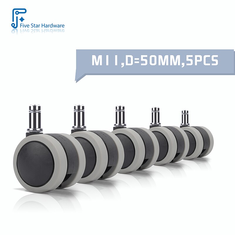 Yleiset toimistotuolin pyörät 5 kpl  m11 50/60mm puettavaa pu tpu kääntyvä pyörä sileä pyöritys vaimennusrullat huonekalujen laitteisto: 50mm (5 kpl)