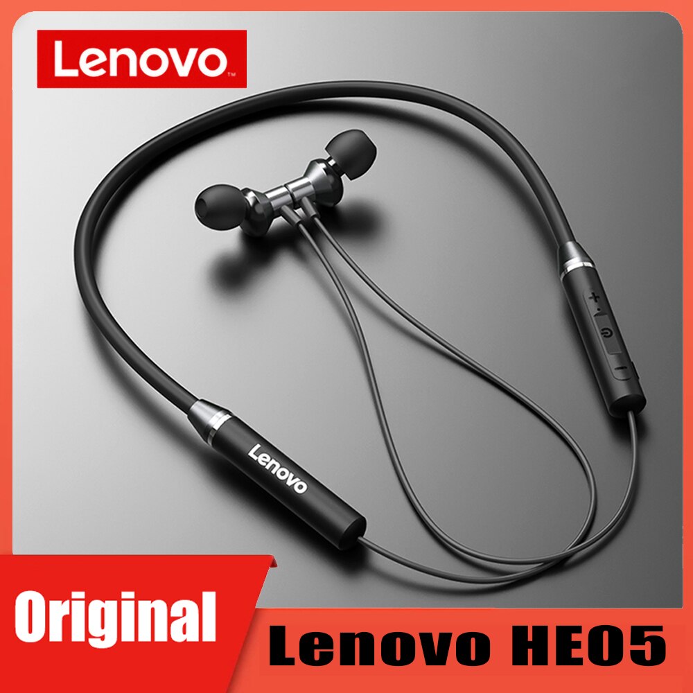 Lenovo on05 słuchawki Bluetooth 5.0 bezprzewodowy zestaw słuchawkowy magnetyczne słuchawki z pałąkiem na kark IPX5 wodoodporne sportowe słuchawki douszne