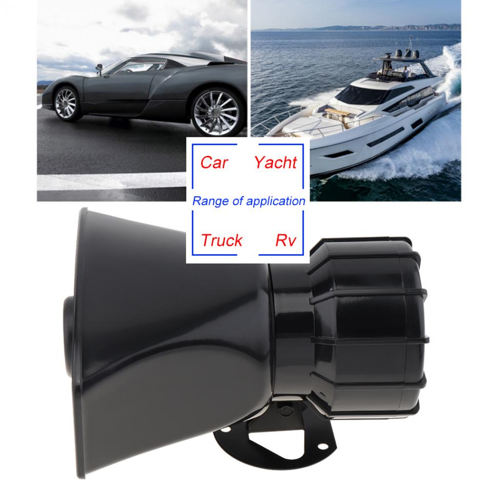 12V 120-150dB Car Siren Horn Sound 5 Tone Alarm Electric Horn Speaker System Megaphone Loud Speaker Fit for Car Train Boat Ship