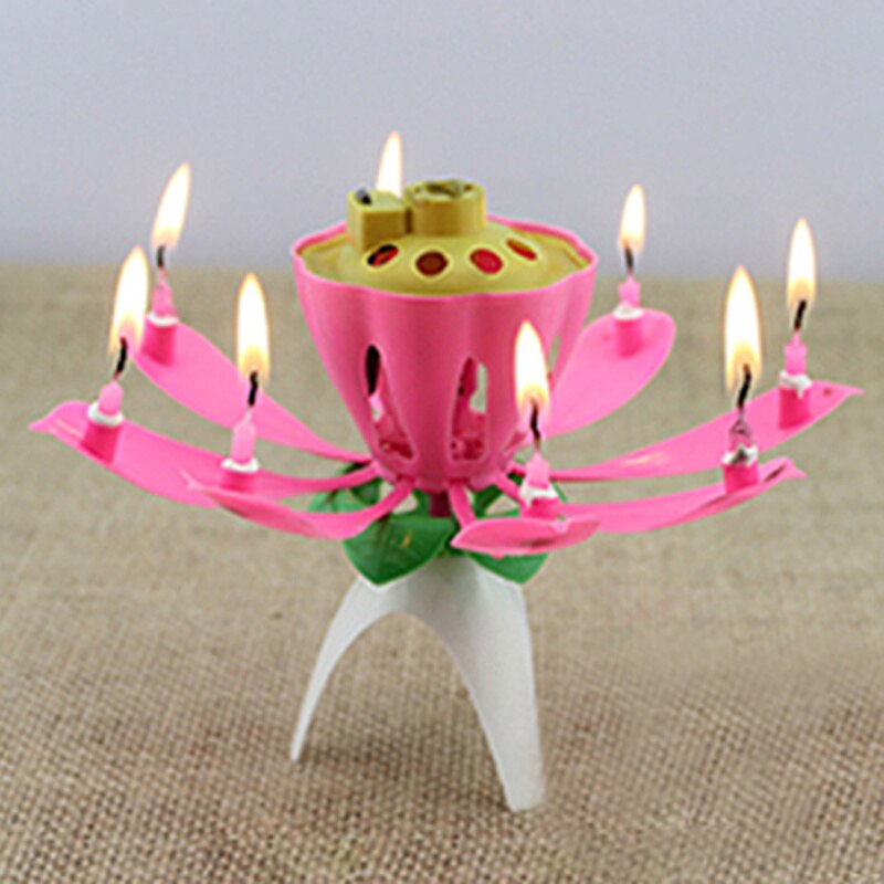 Romantische Mooie Muzikale Lotus Flower Birthday Party Kaars Lichten