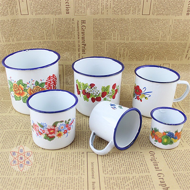 Emaille beer cup, nostalgische thee cup, Chinese stijl, kaliber 5-10 cm, 10 packs.