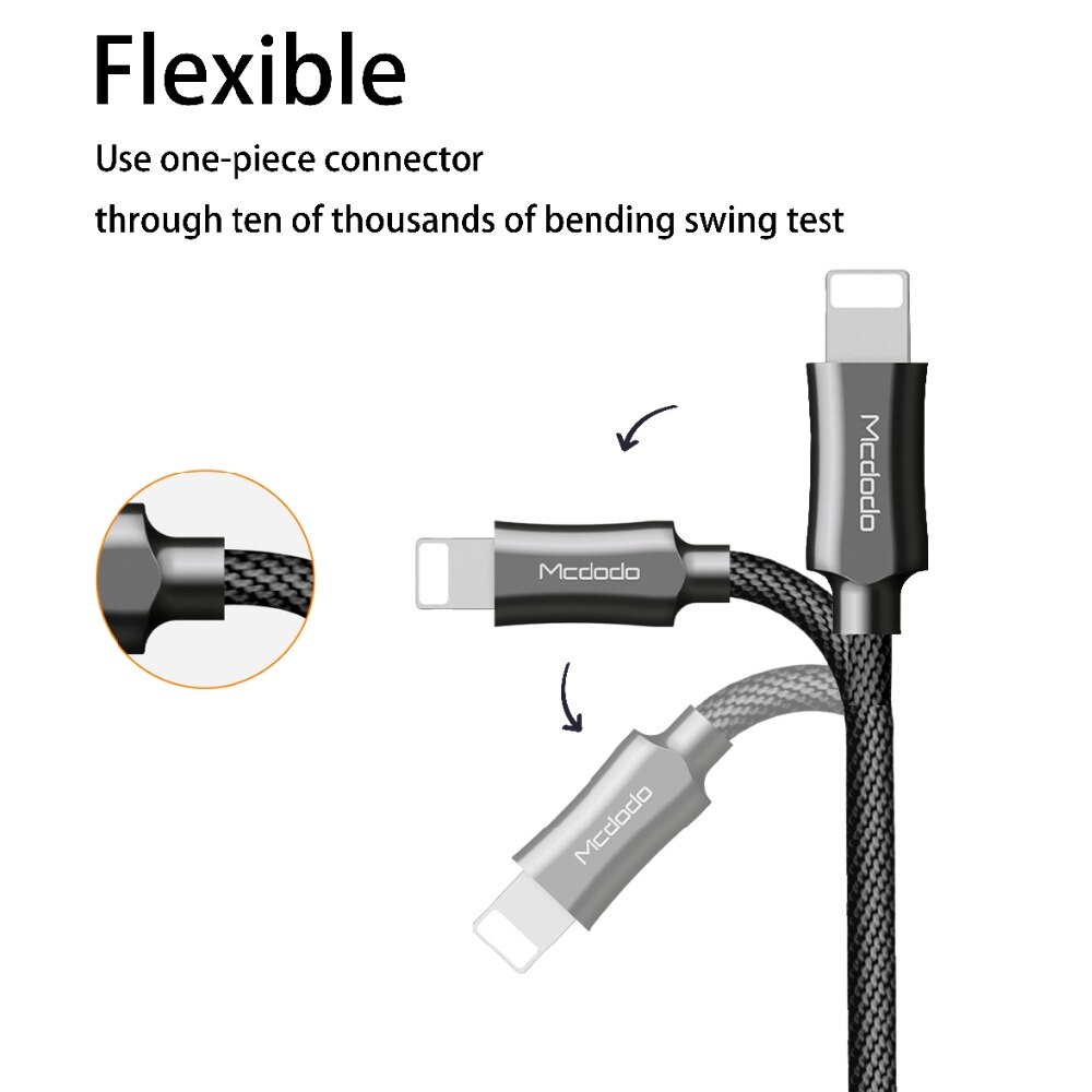 Cabo usb mcdodo 2,4a para celulares, fio para modelos iphone 11 pro xs max xr 8 7 6s plus ipad mini cabo de carregamento rápido para lightning, cabo de dados de telefone