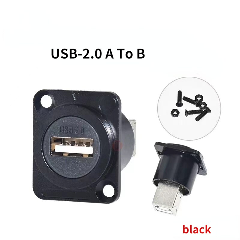 High qualityType D USB2.0 docking module Printer port A to port B USB3.0 Fixed female socket signal extension panel Dual Channel: black USB2.0 A to B