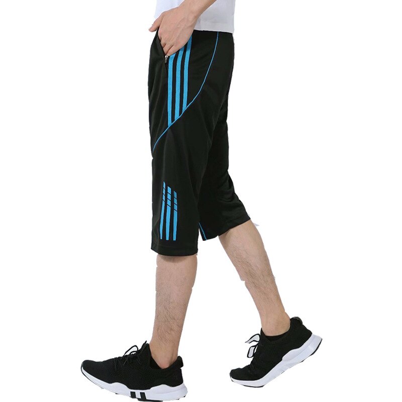 Summer Thin Football Male Pocket Zipper Capri Pants Football shou tui Running Fitness Calf Pants