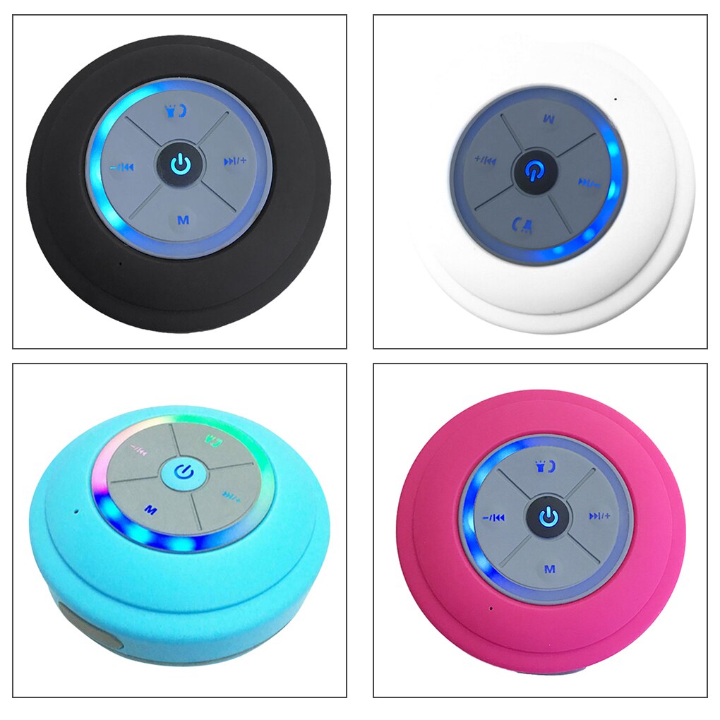 Led Bluetooth-Compatibel Speaker Badkamer Douche Waterdichte Draagbare Draadloze Speaker Ronde Vorm Oplaadbare