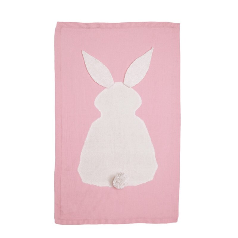 1pc baby bomuldstæppe 3d varm kanin strikning sengetøj dynetæppe til seng klapvogn wrap baby spædbarn baby fotografering prop: Lyserød kanin