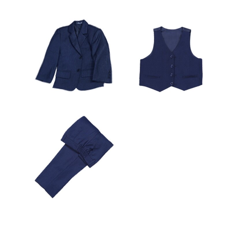 Vår høst formelle gutter dresser til bryllup barn fest vert kostyme blå blazer vest bukse klær: 16t