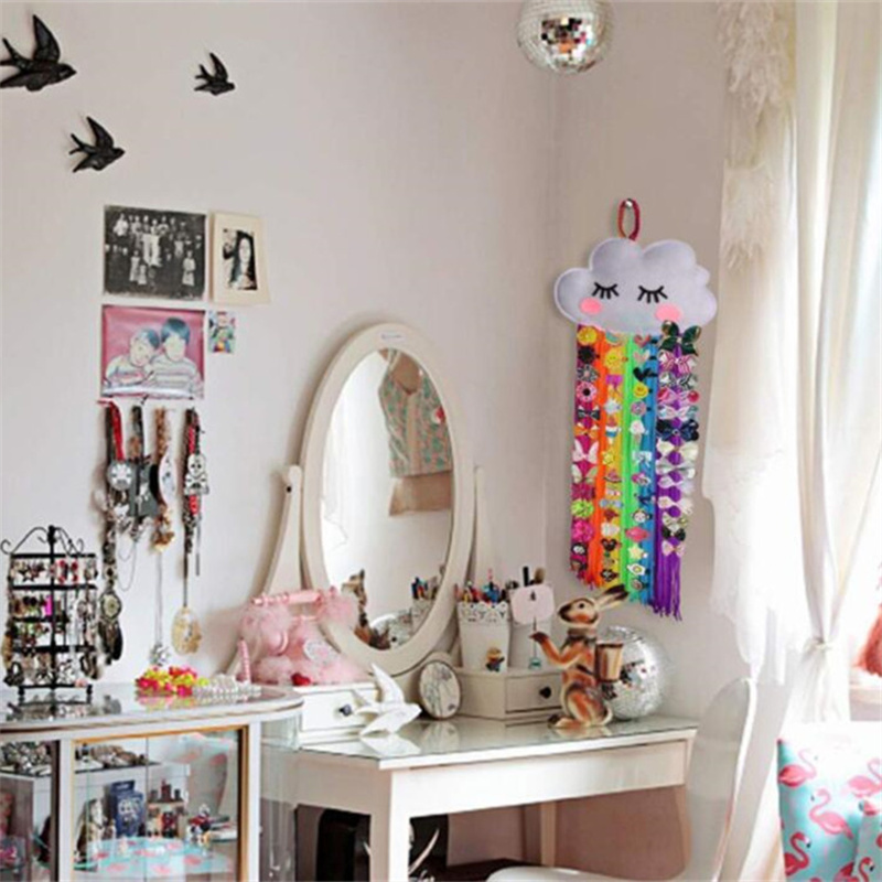 Cute Unicorn Storage Hanging Wall Headwear Hairpin Storage Organizing Strip Rainbow Cloud Hair Clip Hairband Organiz Home Decor