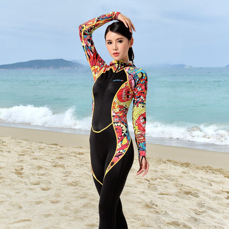 0.5mm Women free Wetsuit Outdoor Stitching Surf Diving Equipment Jellyfish Clothing Long Sleeved Piece Fitted Printing Hisea