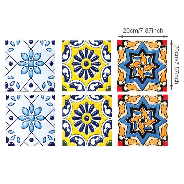 Marockansk stil färgglada retro blommor mönster kakel golv väggdekal 20*20cm*6 st kök trappa toalett affisch vinyl konstdekal: Design 6