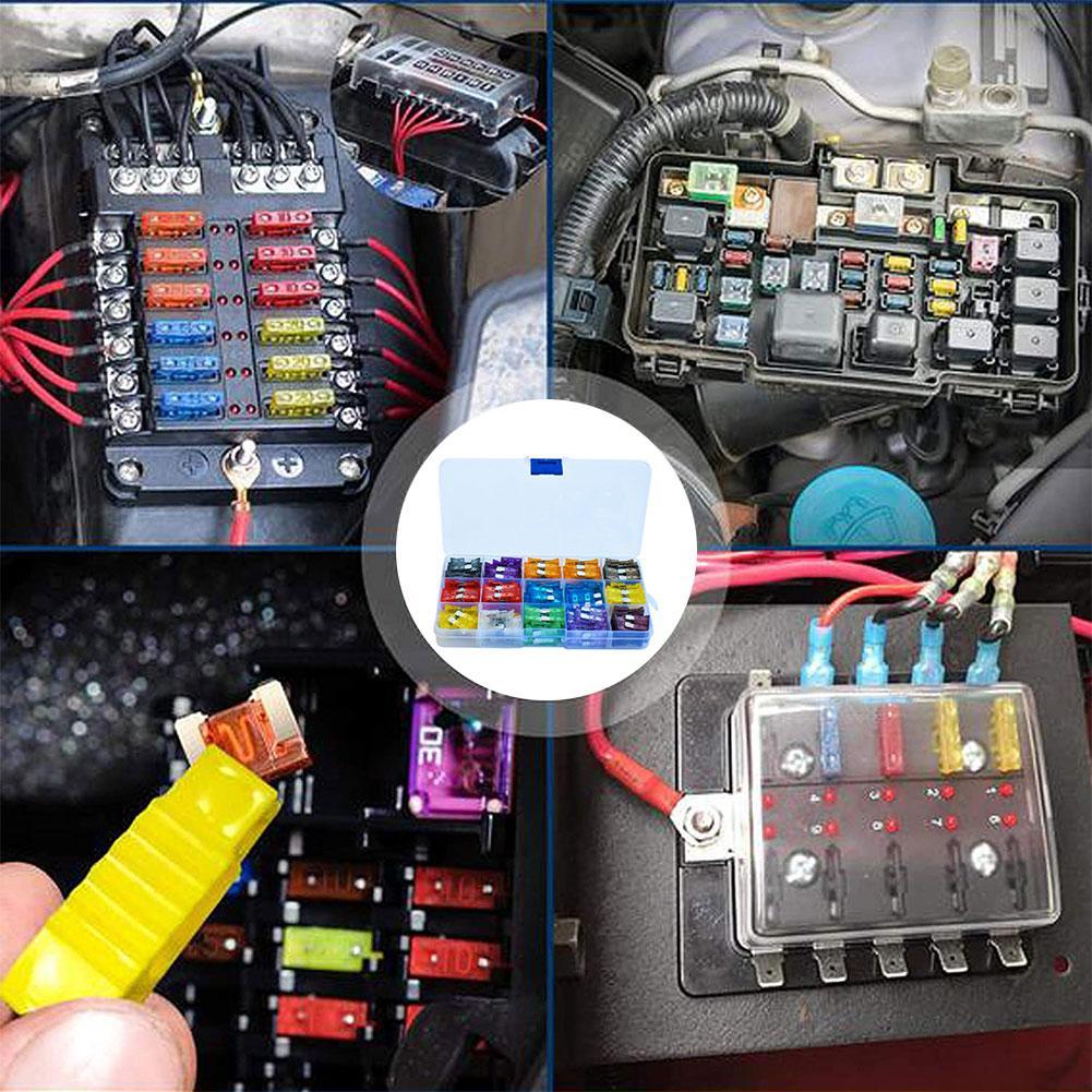 Medium Mini Auto Car Fuses 2A/3A/5A/7.5A/10A/15A/20A/25A/30A/35/40A With Amp Set Blade Storage Case Assortment Fuse Kit I8L4