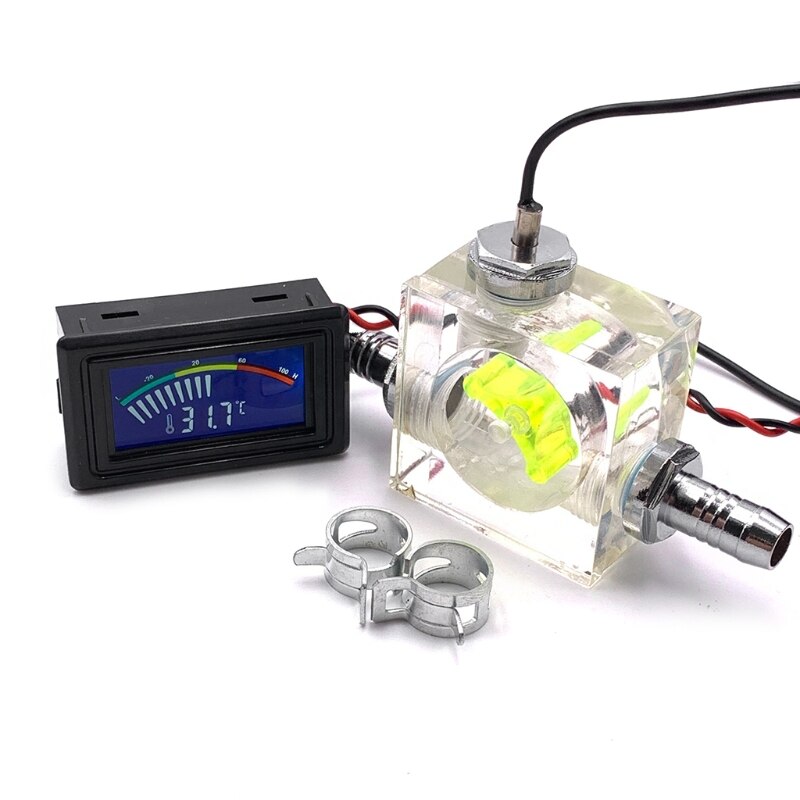LED Thermometer 3 Way Flow Meter For Water Cooling Liquid Cooler System