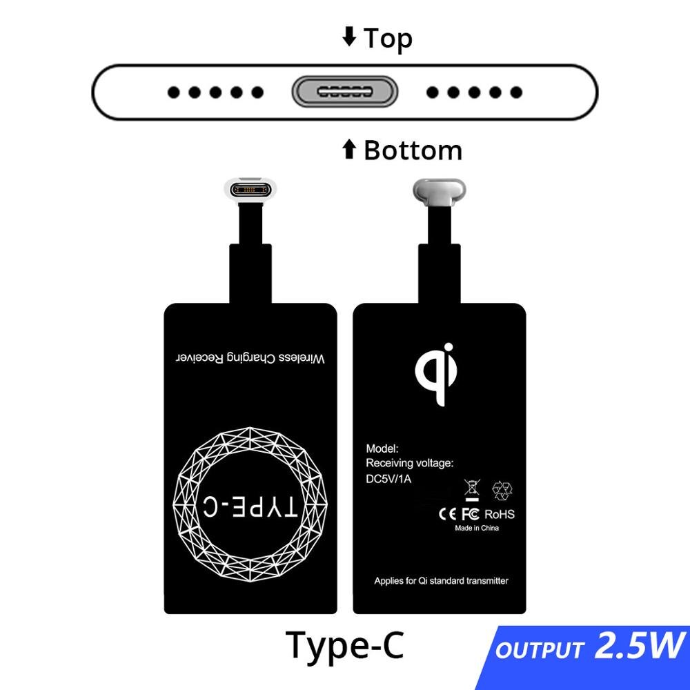 FONKEN Qi kabellos-ladegerät Ladung Empfänger Mikro USB Typ C Qi Drahtlose Ladegerät Ladung Pad Modul für Android praktisch: art C 2.5W