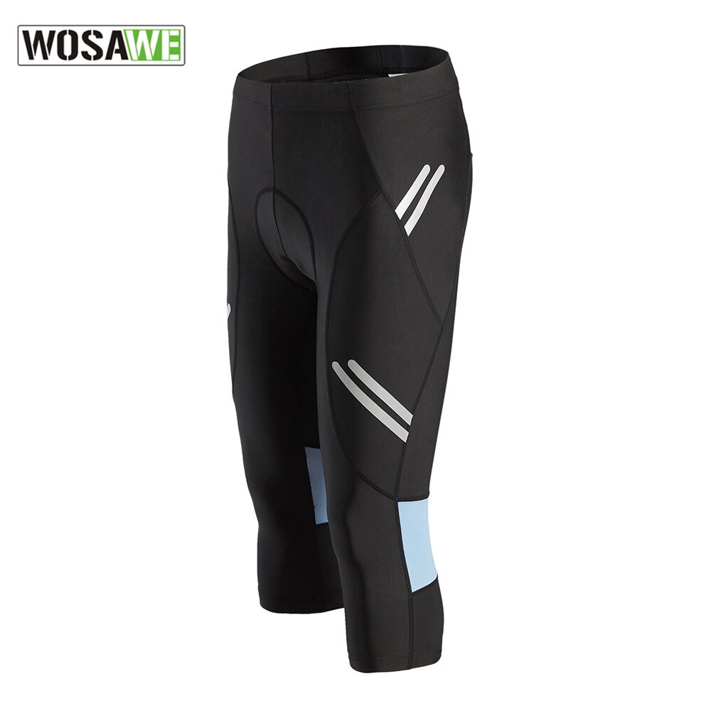 Wosawe herr cykling cropped byxor vadlånga reflekterande cykel tights kläder 3d gel vadderade ridning mtb spinning cykel shorts