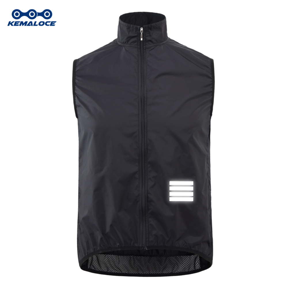 KEMALOCE Cycling Vest Black&Yellow Mens Cycling Gilets Lightweight Windproof Reflective Bike Sports Sleevess Jackets: M / black