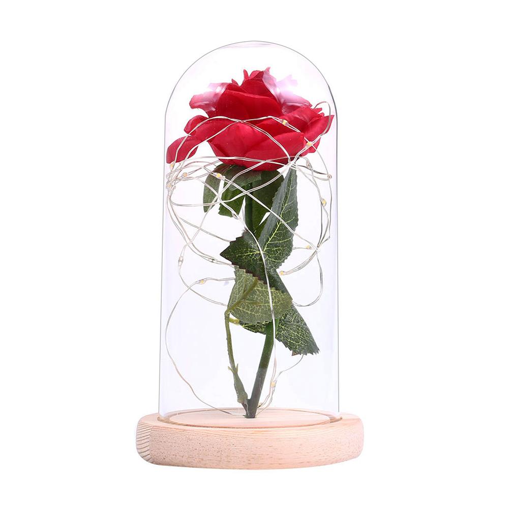 Eterna rosa flor a beleza e besta rosa em uma cúpula de vidro lâmpadas led decoração de casa casamento natal presente do dia dos namorados: Laranja
