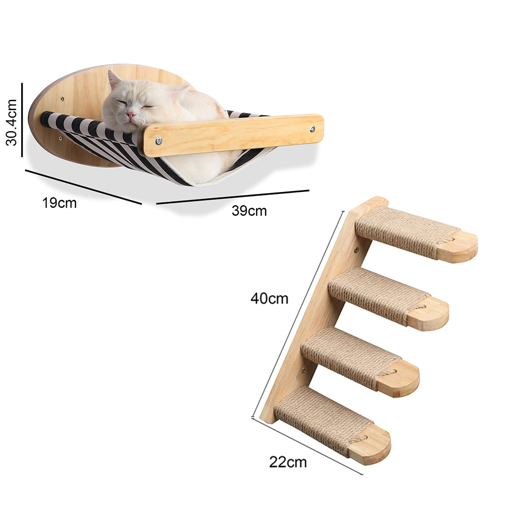 Hamac mural pour chat, meubles pour animaux de compagnie, ensemble d'étagères murales pour chaton, perche pour chat, poste d'escalade à gratter en bois, jouet pour maison d'arbre pour chat: GRIS
