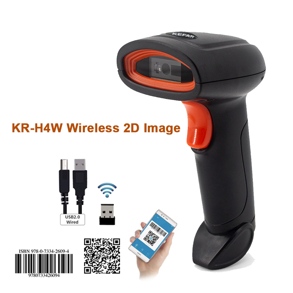 Handheld kabellos Barcode Scanner Tragbare verdrahtet 1D 2D QR Code PDF417 Leser für Einzelhandel Einkaufen Logistik Lagerbier: H4W kabellos 2D