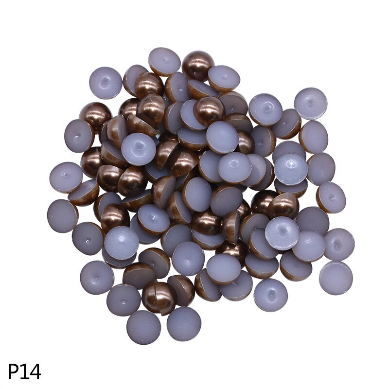 500 pièces 6mm multicolore résine plastique demi ronde perle artisanat Imitation perle perles pour vêtement accessoires filles chapeaux décor: P14 