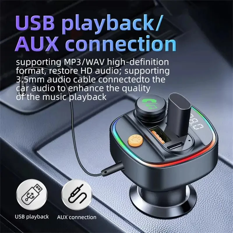El mejor transmisor FM Bluetooth 5,3, modulador de Radio auxiliar manos libres para coche, reproductor MP3 con adaptador de carga rápida, accesorios para automóvil,