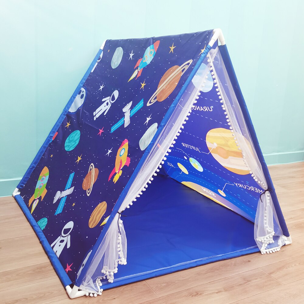 Draagbare Kinderen Space Universe Teepee Tenten Kids Speelhuis Wigwam Netto Garen Kwastje Gordijn Anti-Muggen Huis Spel tent