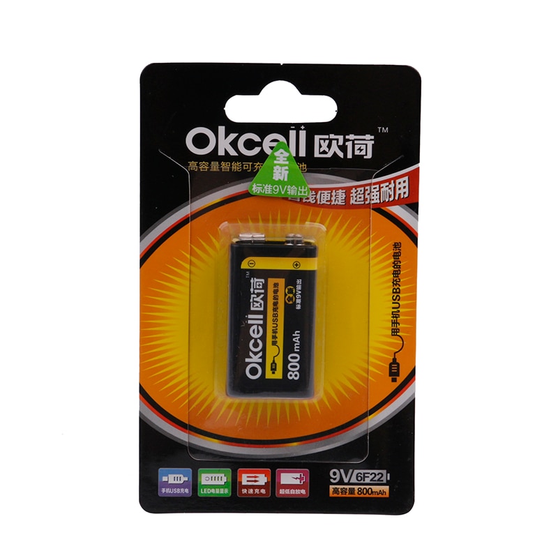 OKCELL 9V Rechargeable Battery 800mAh USB Portable OKcell Micro USB Batteries For RC Helicopter Model Microphone Bateria