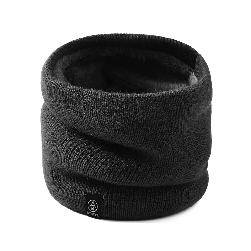 Female Winter Warm Scarf Solid Chunky Cable Knit cotton Snood Infinity Neck Warmer Cowl Collar Circle Scarf Women Men: Black