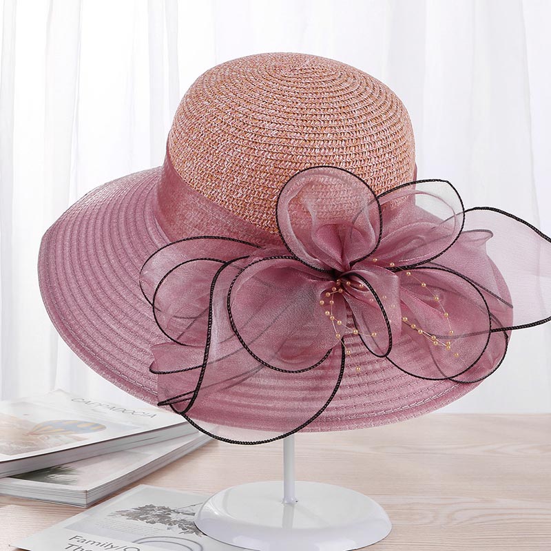 Ymsaidhigh Guality Elegante Vrouwen Kerk Hoeden Voor Zomer Mode Grote Bloem Zonnehoed Brede Rand Strand Casual Strand Chapeu Feminino