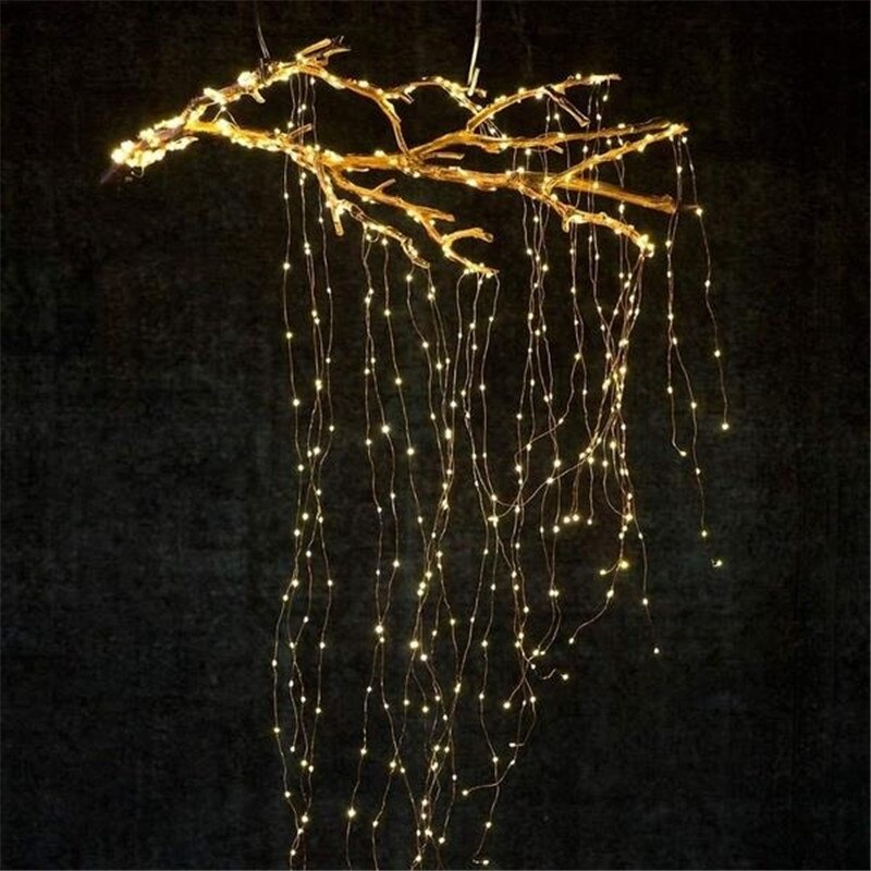 5 grenar koppartråd solar lampor fairy led string ljus 2 x 10m 200 led träd vinstockar gren utomhus trädgård vattenfall istappar