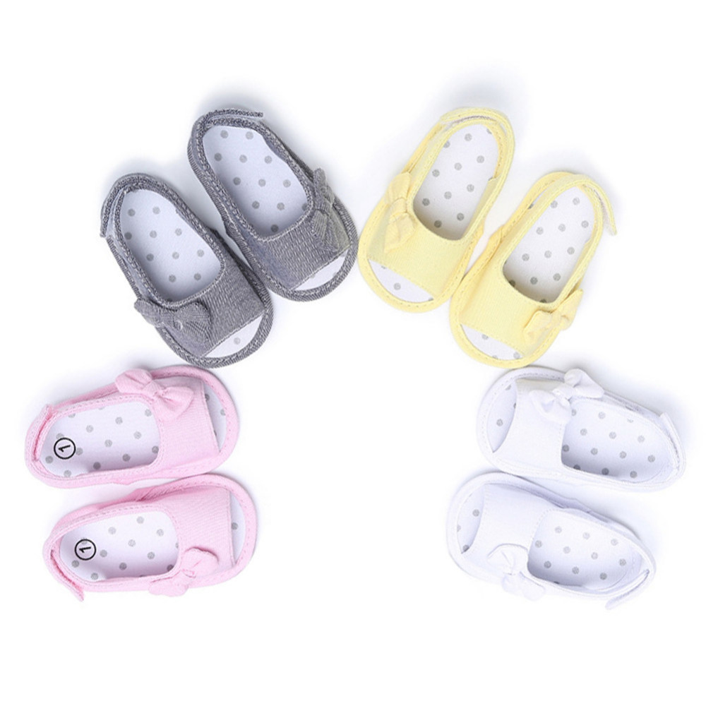 Sandalias de verano para niña con lazo para recién nacido, zapatos informales de princesa para exteriores, suela suave antideslizante para 0-12 meses
