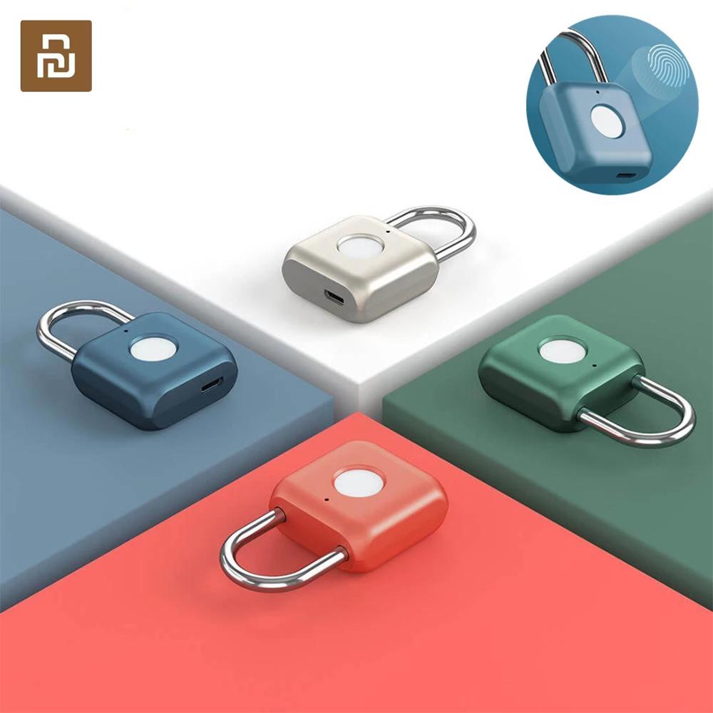 Xiaomi inteligente candado de huellas dactilares Kitty USB impermeable cerradura de huella digital electrónica hogar antirrobo caja de equipaje candado de seguridad