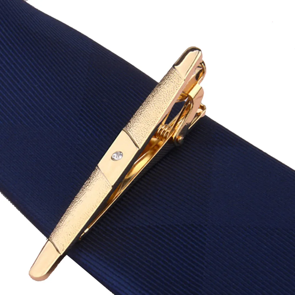 Clip de corbata para hombre, broche de estilo clásico Simple, Color dorado, Clip para corbata de boda y negocios, cierre de Metal, joyería para hombre: Azul