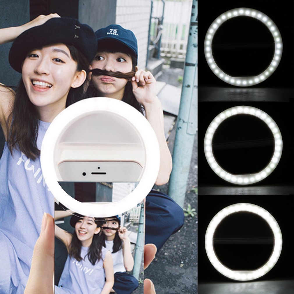 Universal- LED Füllen Licht Ring Selfie Lampe für Telefon Tragbare ClipOn Lampen Frauen Mädchen Nacht Dunkelheit Schönheit Verbesserung Lichter