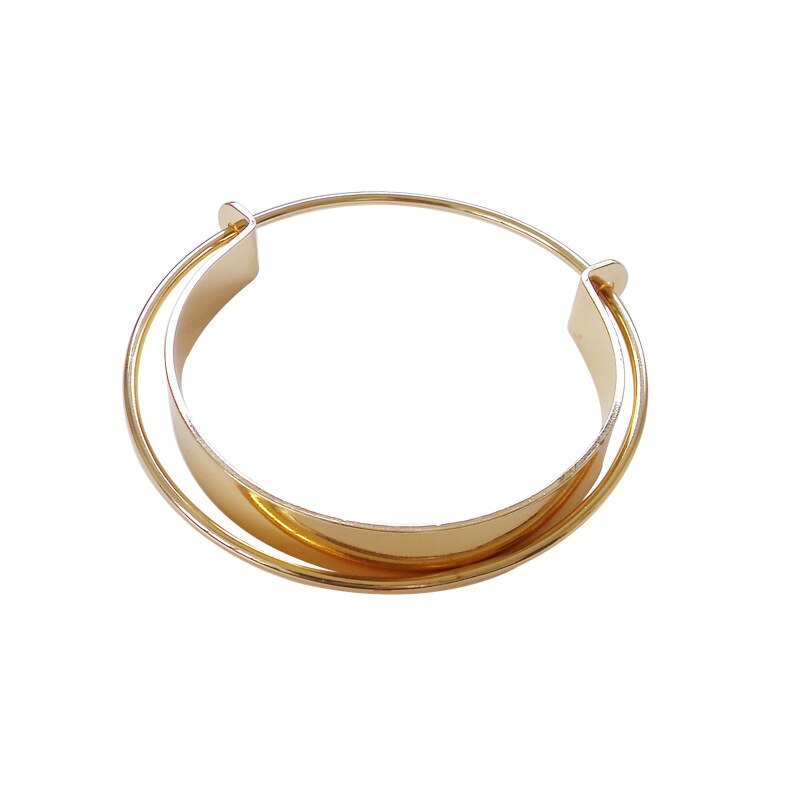 Glossy Double Layer Cross Opening Jewelry Bangle for Women Girls Party Hip Hop Punk Metal Geometric Bracelets gold